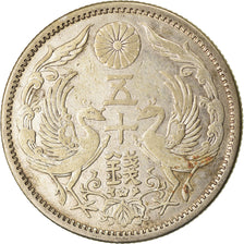 Münze, Japan, Yoshihito, 50 Sen, 1923, SS, Silber, KM:46