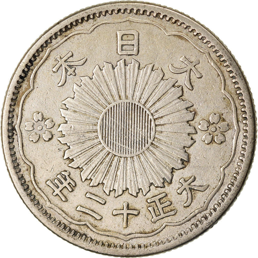 Moneta, Giappone, Yoshihito, 50 Sen, 1923, BB+, Argento, KM:46
