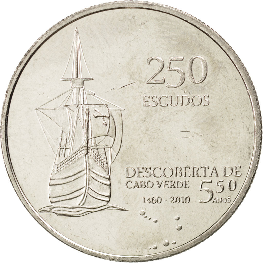 CAPE VERDE, 250 Escudos, 2010, KM #51, MS(63), Copper-Nickel, 14.21