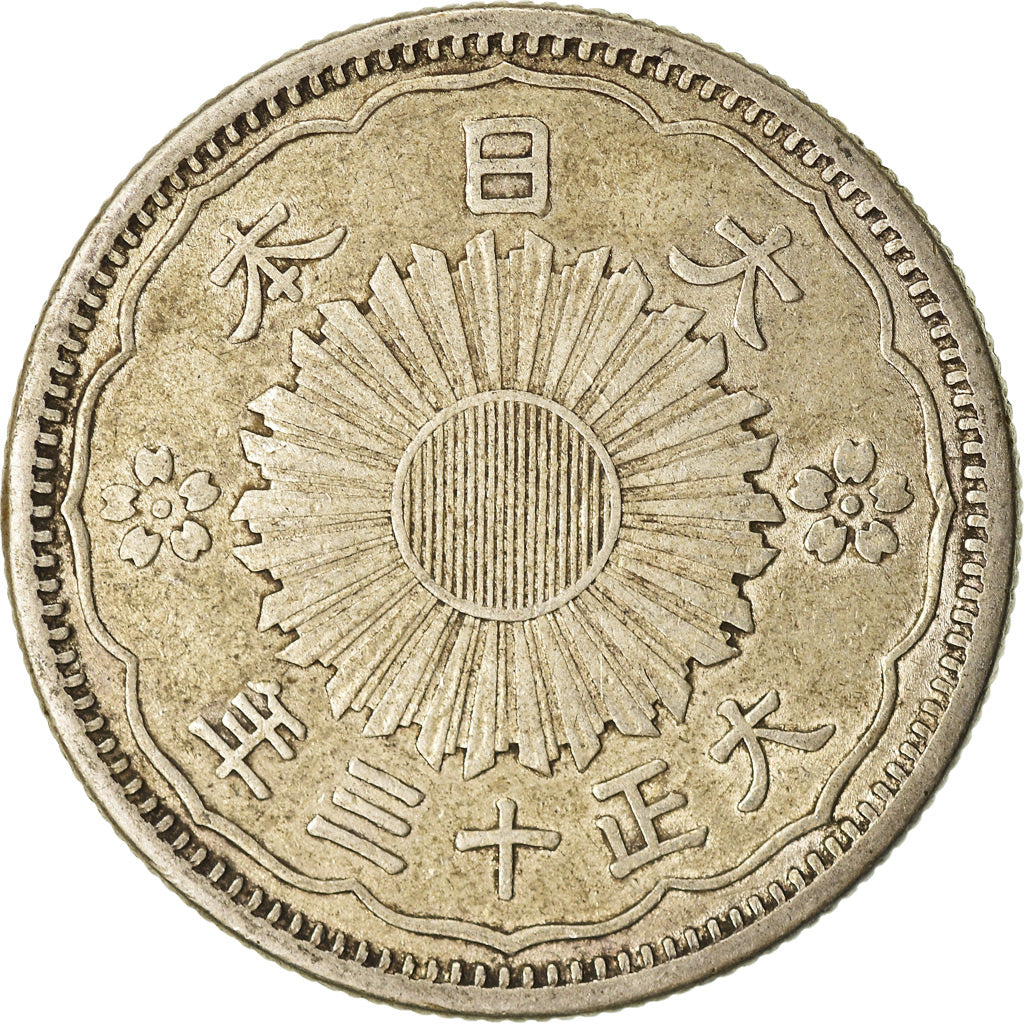 Coin, Japan, Yoshihito, 50 Sen, 1924, AU(50-53), Silver, KM:46