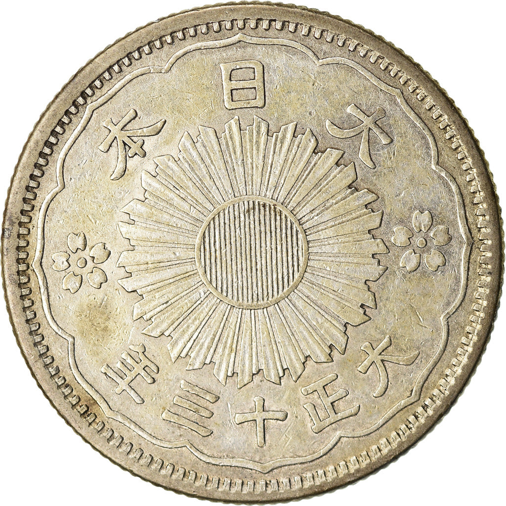Coin, Japan, Yoshihito, 50 Sen, 1924, AU(50-53), Silver, KM:46