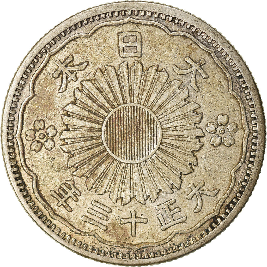 Moneta, Giappone, Yoshihito, 50 Sen, 1924, BB+, Argento, KM:46