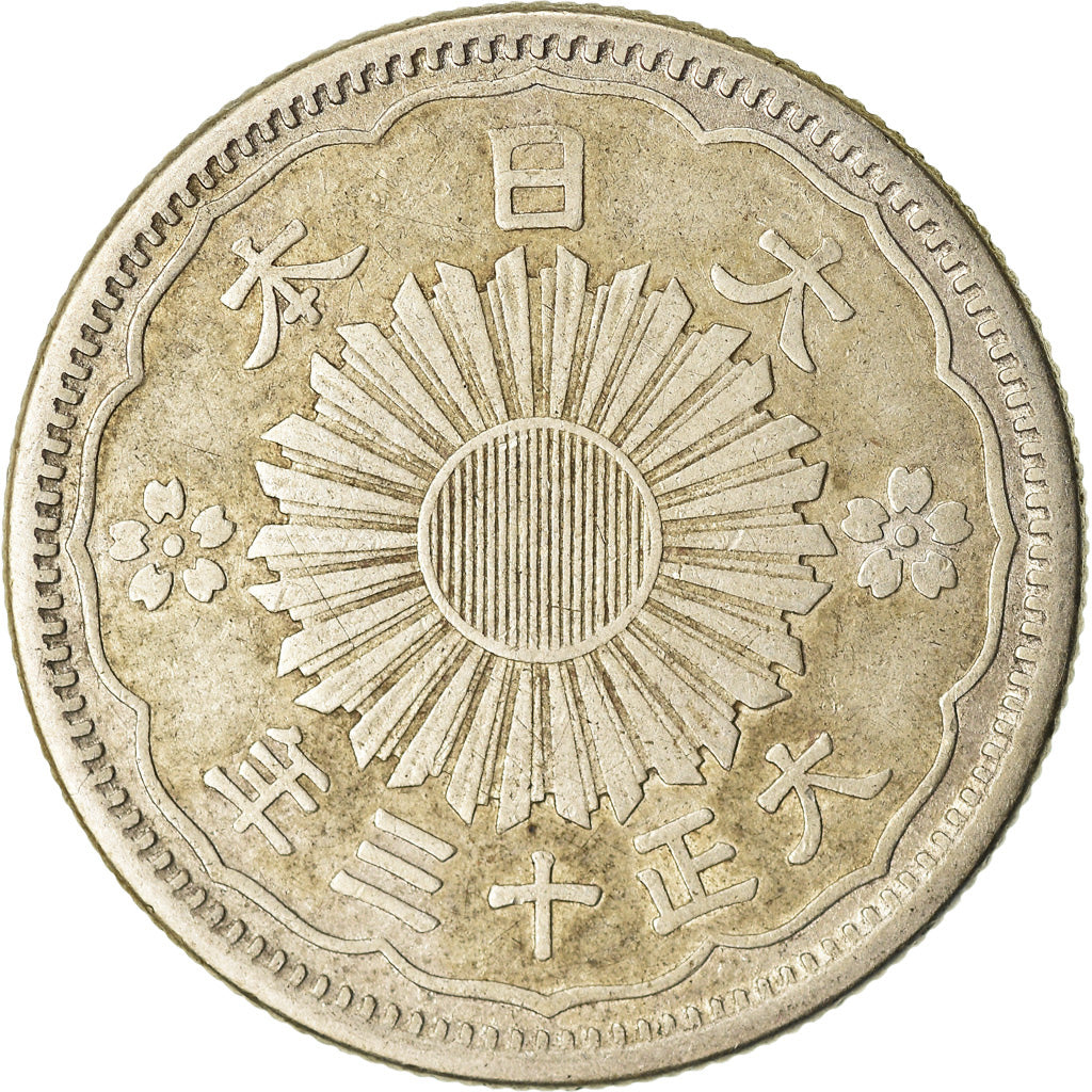 Moneta, Giappone, Yoshihito, 50 Sen, 1924, BB+, Argento, KM:46