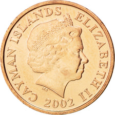 Moneda, Islas Caimán, Elizabeth II, Cent, 2002, SC, Cobre chapado en acero