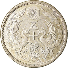 Coin, Japan, Yoshihito, 50 Sen, 1924, AU(55-58), Silver, KM:46