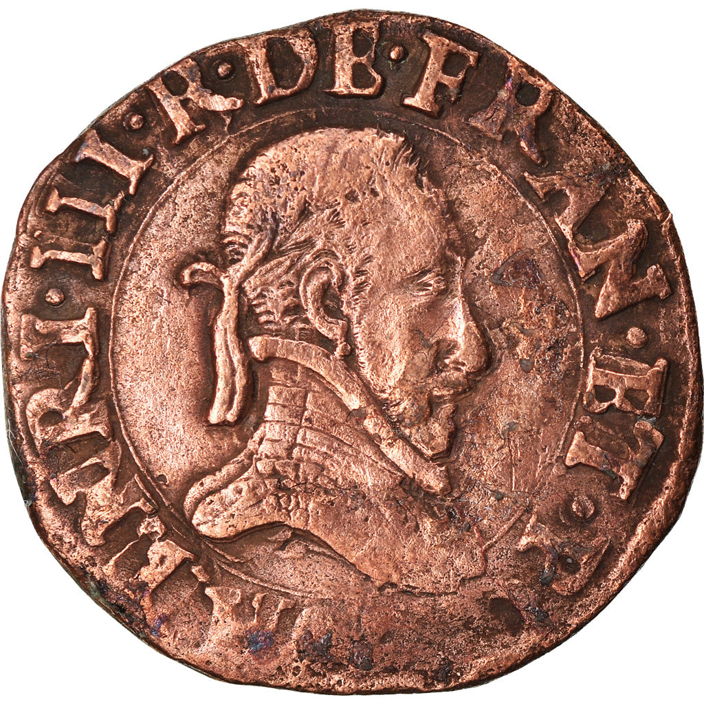 Munten, Frankrijk, Henri III, Double Tournois, Troyes, FR+, Koper, CGKL:134