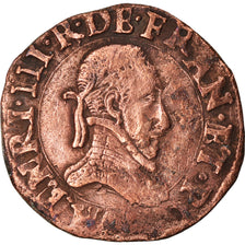 Munten, Frankrijk, Henri III, Double Tournois, Troyes, FR+, Koper, CGKL:134