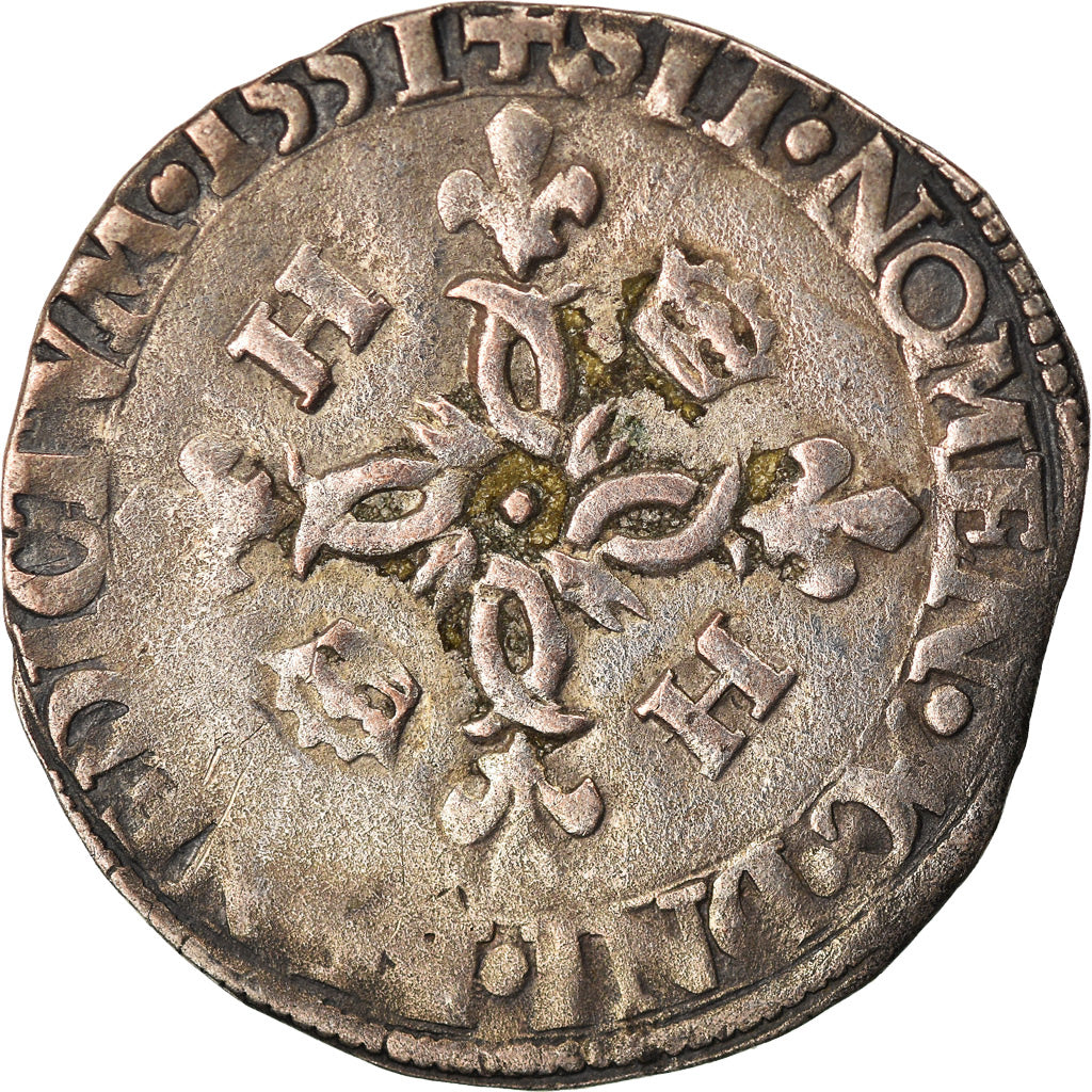 Munten, Frankrijk, Henri II, Douzain aux croissants, 1551, FR+, Billon