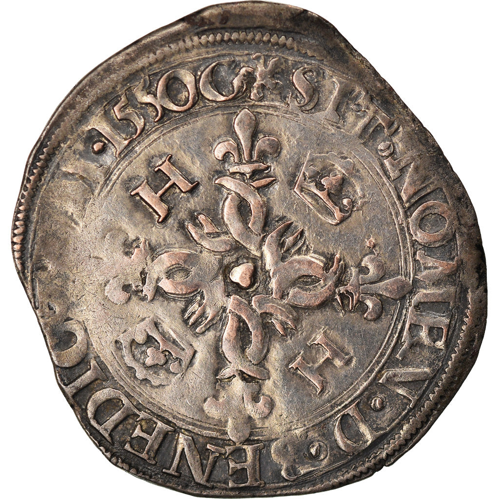 Münze, Frankreich, Henri II, Douzain aux croissants, 1550, Grenoble, S+