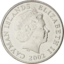 CAYMAN ISLANDS, 25 Cents, 2002, British Royal Mint, KM #134, MS(63), Nickel...