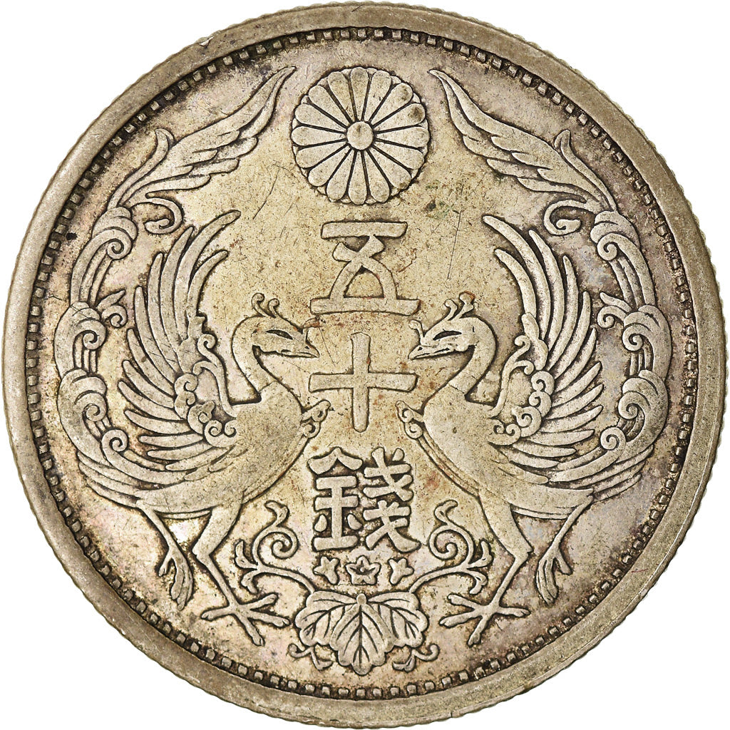 Moneta, Giappone, Yoshihito, 50 Sen, 1925, BB+, Argento, KM:46