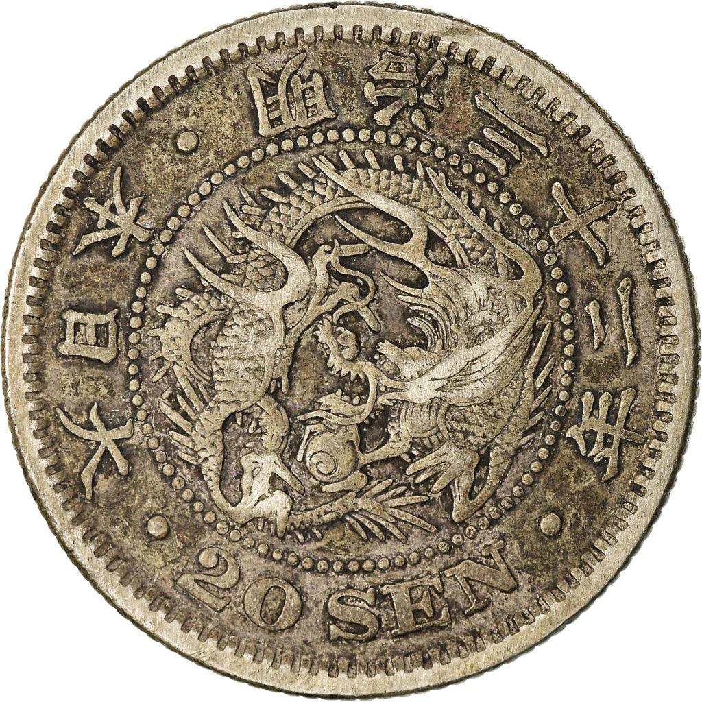Moneta, Giappone, Mutsuhito, 20 Sen, 1899, MB+, Argento, KM:24