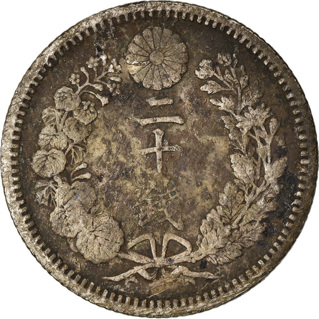 Moneta, Giappone, Mutsuhito, 20 Sen, 1887, MB+, Argento, KM:24