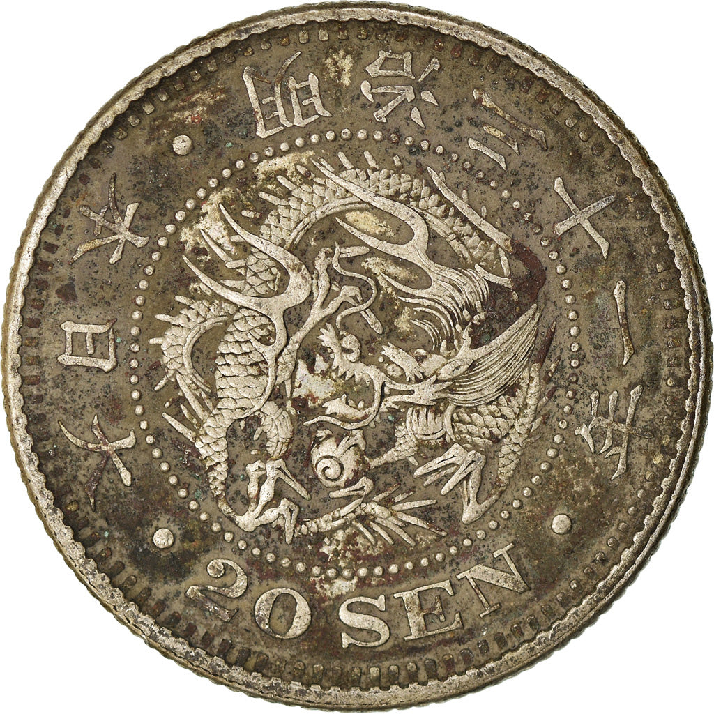 Moneta, Giappone, Mutsuhito, 20 Sen, 1898, BB, Argento, KM:24