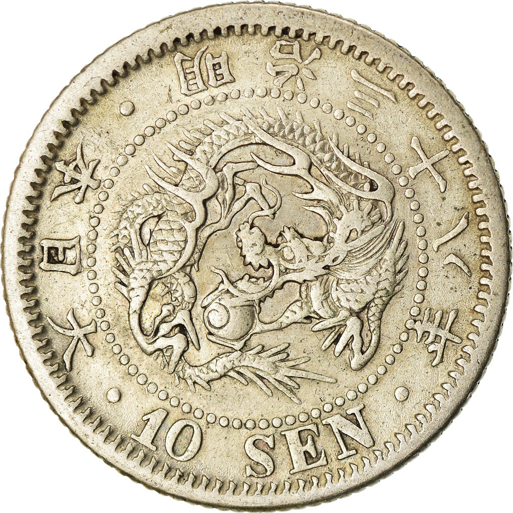 Moneta, Giappone, Mutsuhito, 10 Sen, 1905, BB, Argento, KM:23