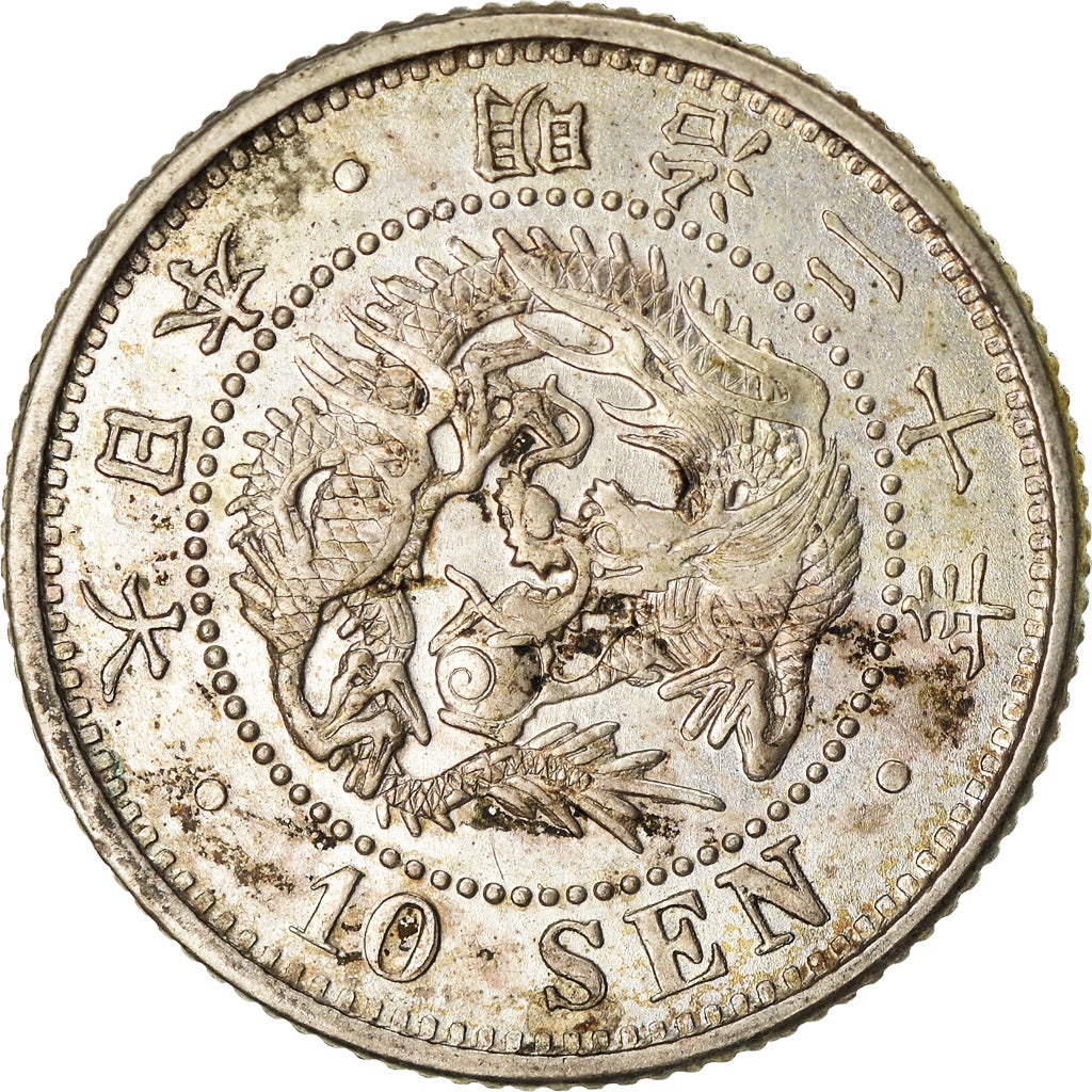 Moneta, Giappone, Mutsuhito, 10 Sen, 1887, SPL-, Argento, KM:23
