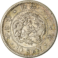 Moneda, Japón, Mutsuhito, 10 Sen, 1896, MBC+, Plata, KM:23
