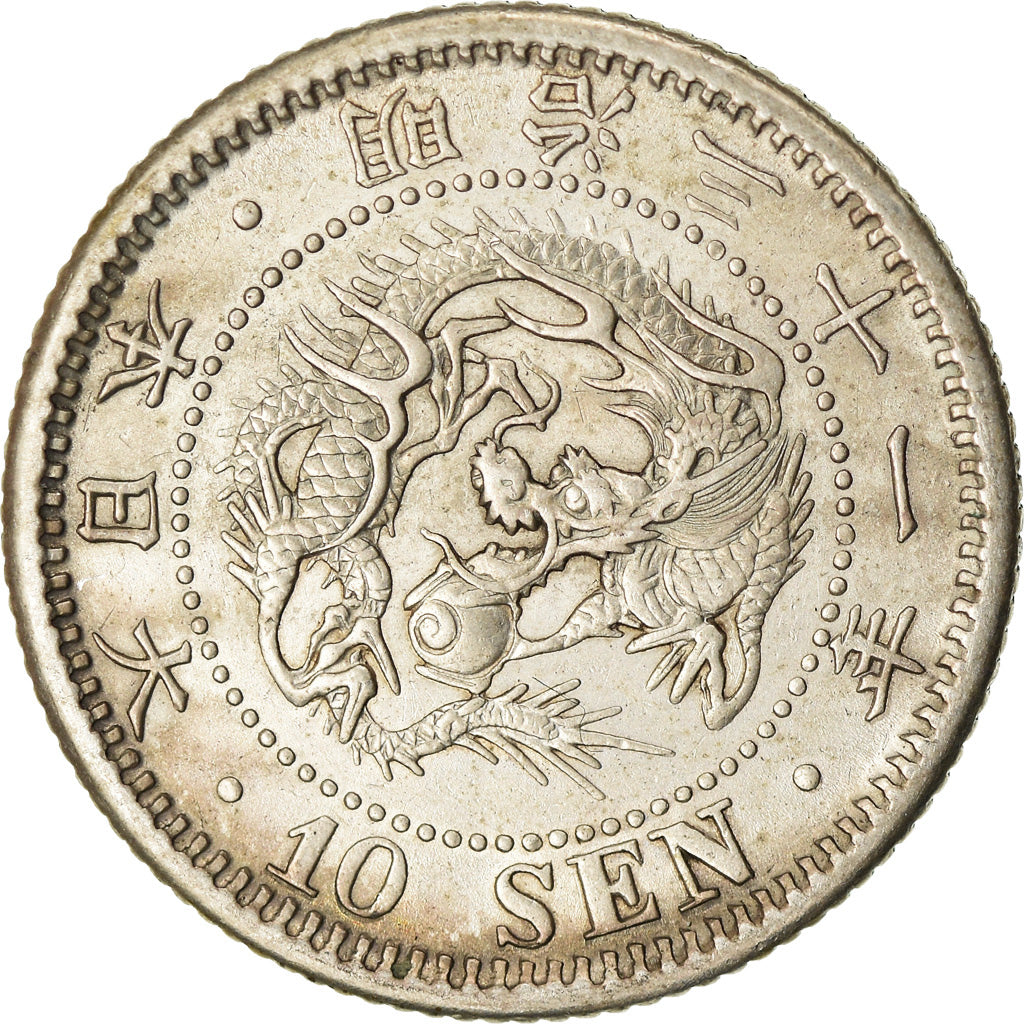 Moneta, Giappone, Mutsuhito, 10 Sen, 1898, SPL-, Argento, KM:23