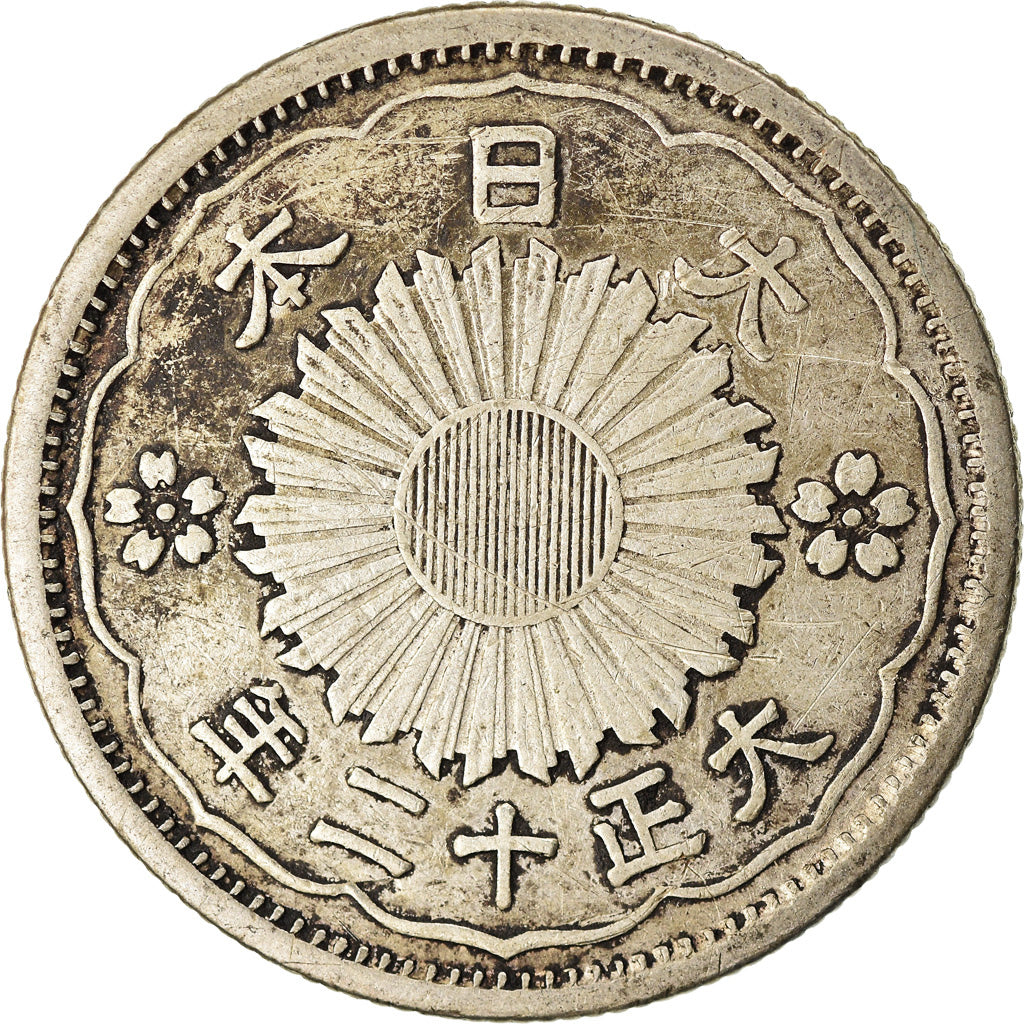 Moneta, Giappone, Yoshihito, 50 Sen, 1923, BB, Argento, KM:46