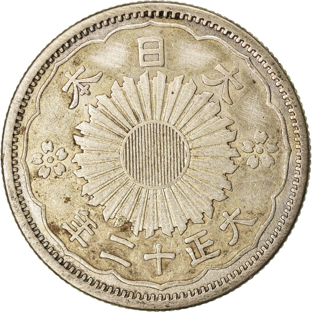 Moneta, Giappone, Yoshihito, 50 Sen, 1923, BB+, Argento, KM:46