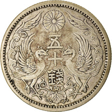 Coin, Japan, Yoshihito, 50 Sen, 1923, AU(50-53), Silver, KM:46