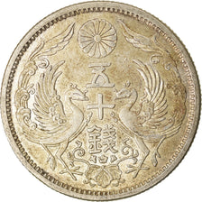 Moneta, Giappone, Yoshihito, 50 Sen, 1923, SPL-, Argento, KM:46