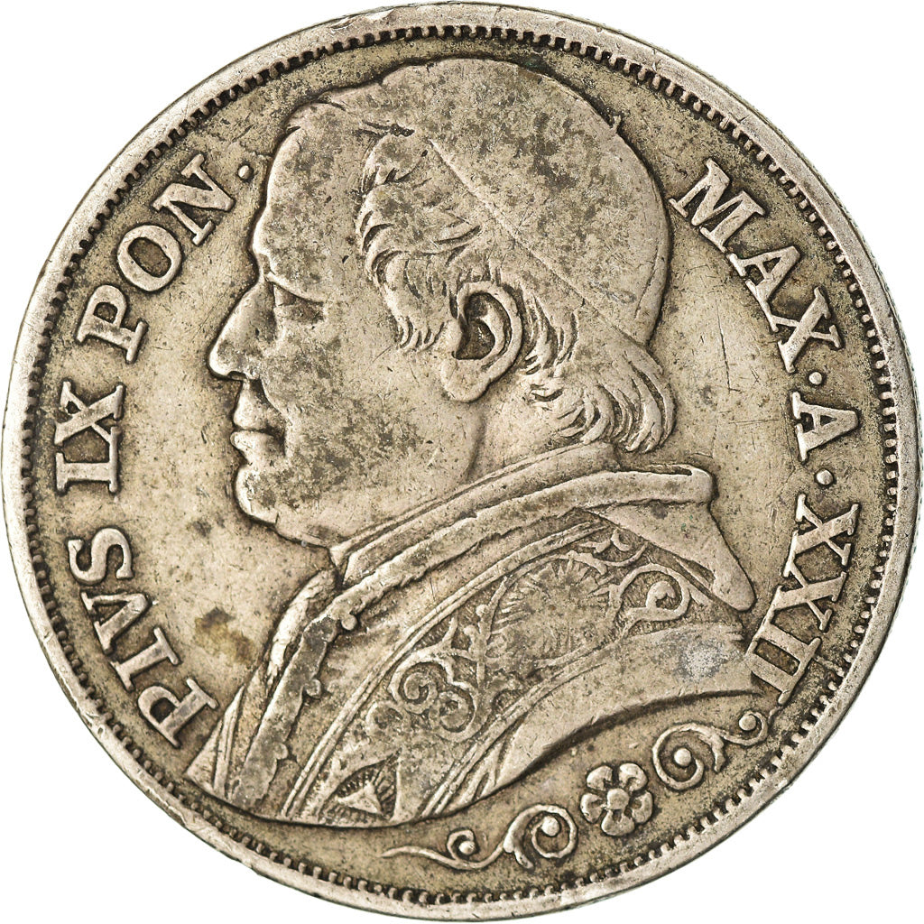 Münze, Italien Staaten, PAPAL STATES, Pius IX, 2 Lire, 1867, Roma, S+, Silber