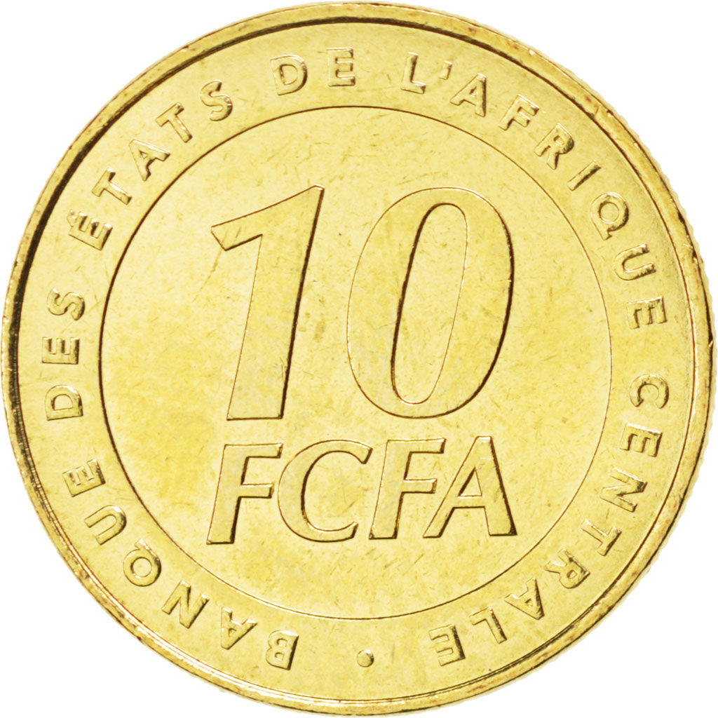 Coin, Central African States, 10 Francs, 2006, MS(63), Brass, KM:19