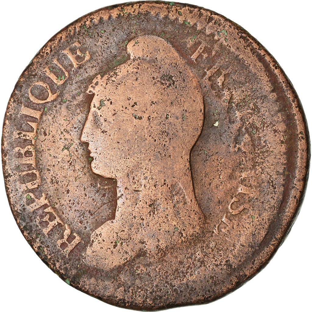 Moneta, Francia, Dupré, Decime, AN 5, Limoges, Surfrappe du Décime, B+