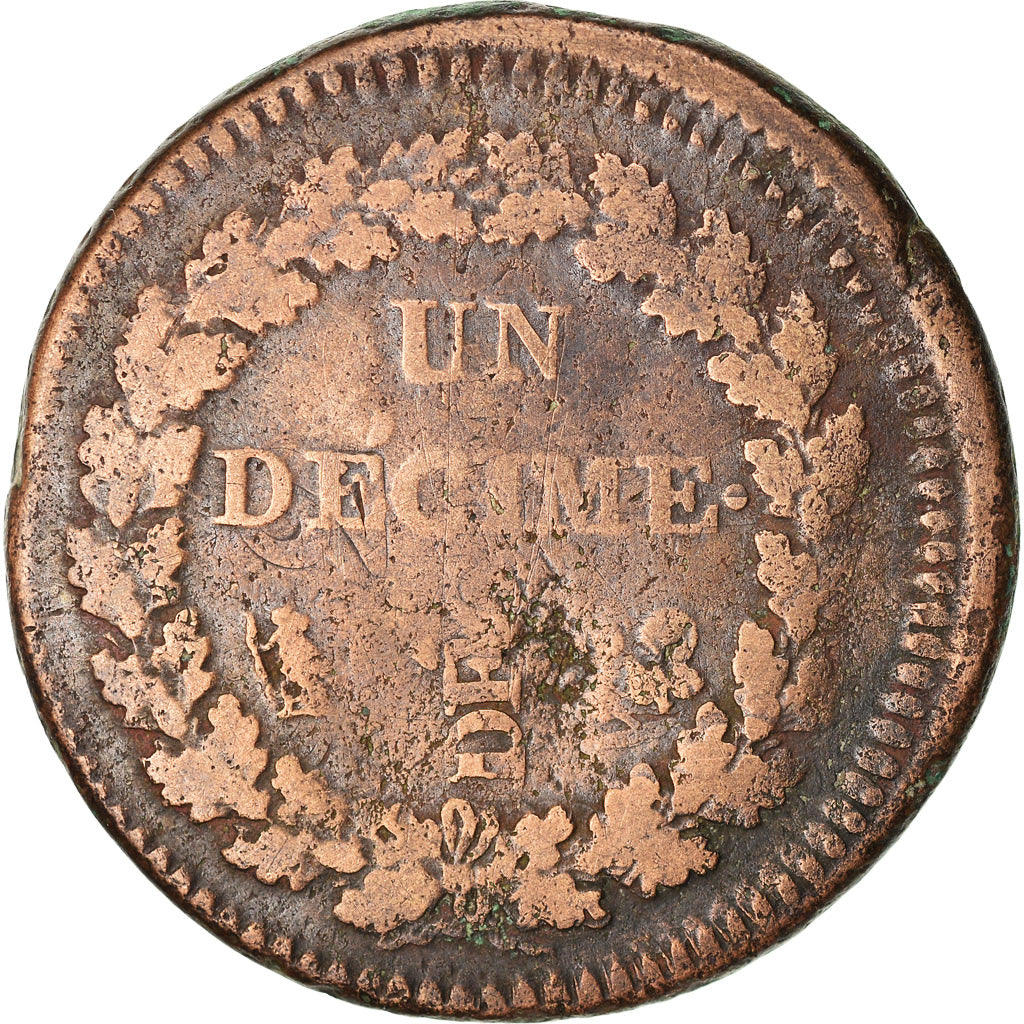 Moneta, Francia, Dupré, Decime, AN 5, Limoges, Surfrappe du Décime, B+