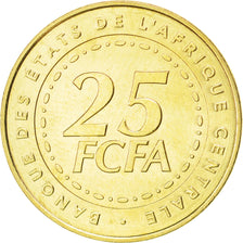 CENTRAL AFRICAN STATES, 25 Francs, 2006, Paris, KM #20, MS(63), Brass, 22.7,...
