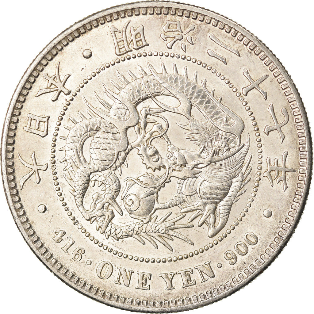 Coin, Japan, Mutsuhito, Yen, 1894, AU(55-58), Silver, KM:A25.3
