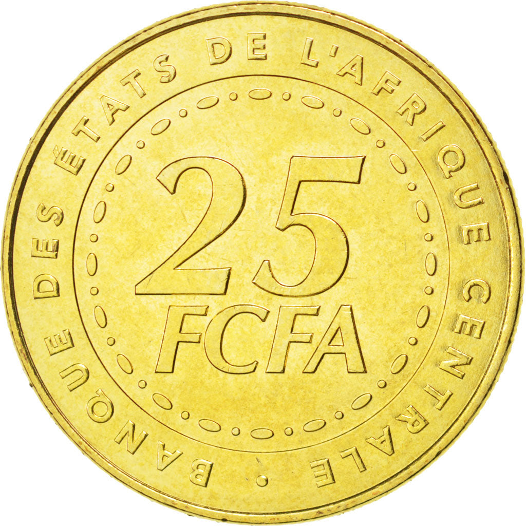CENTRAL AFRICAN STATES, 25 Francs, 2006, Paris, KM #20, MS(63), Brass, 22.7,...