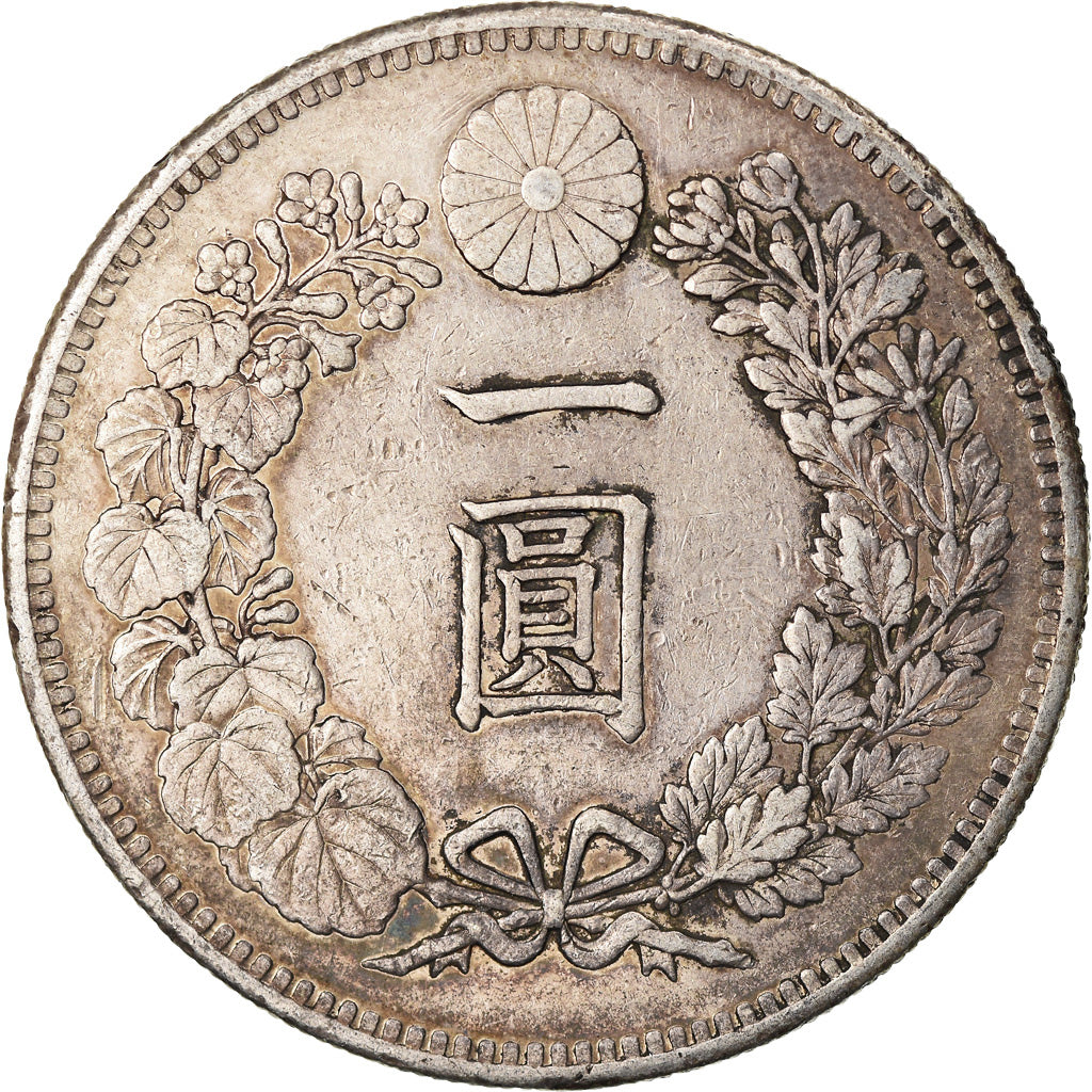 Coin, Japan, Mutsuhito, Yen, 1892, EF(40-45), Silver, KM:A25.3
