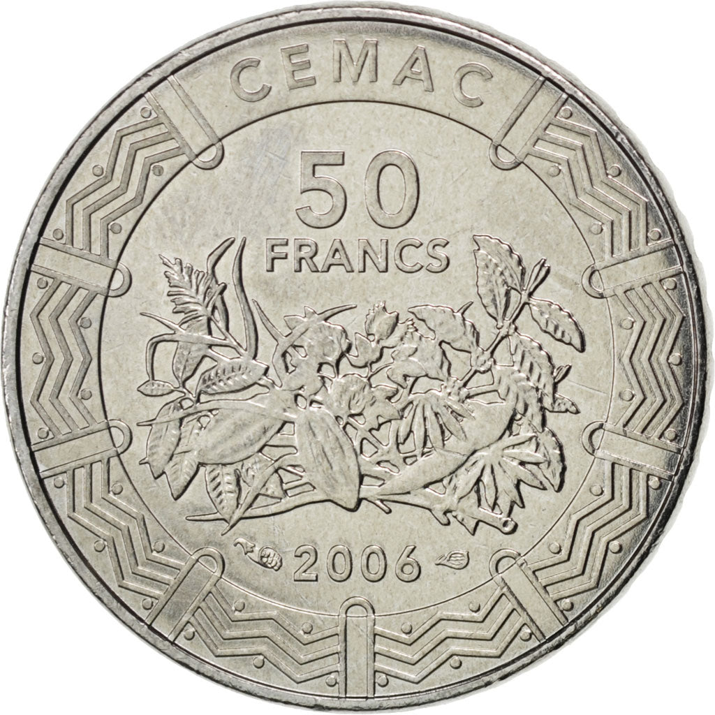 Coin, Central African States, 50 Francs, 2006, MS(63), Stainless Steel, KM:21