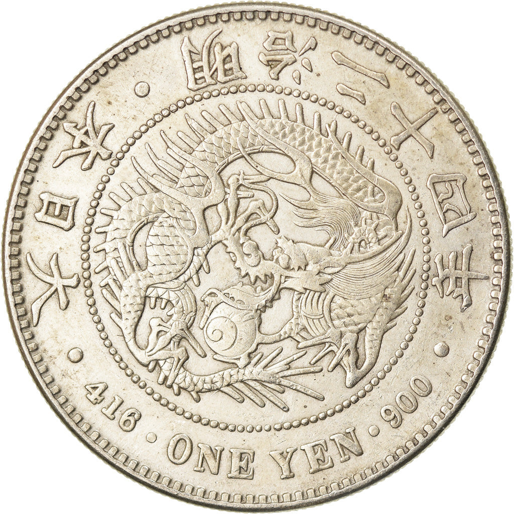 Moneta, Giappone, Mutsuhito, Yen, 1891, BB+, Argento, KM:A25.3