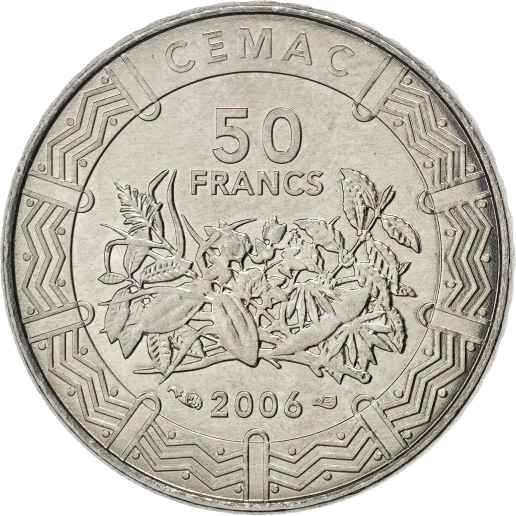 CENTRAL AFRICAN STATES, 50 Francs, 2006, Paris, KM #21, MS(63), Stainless...