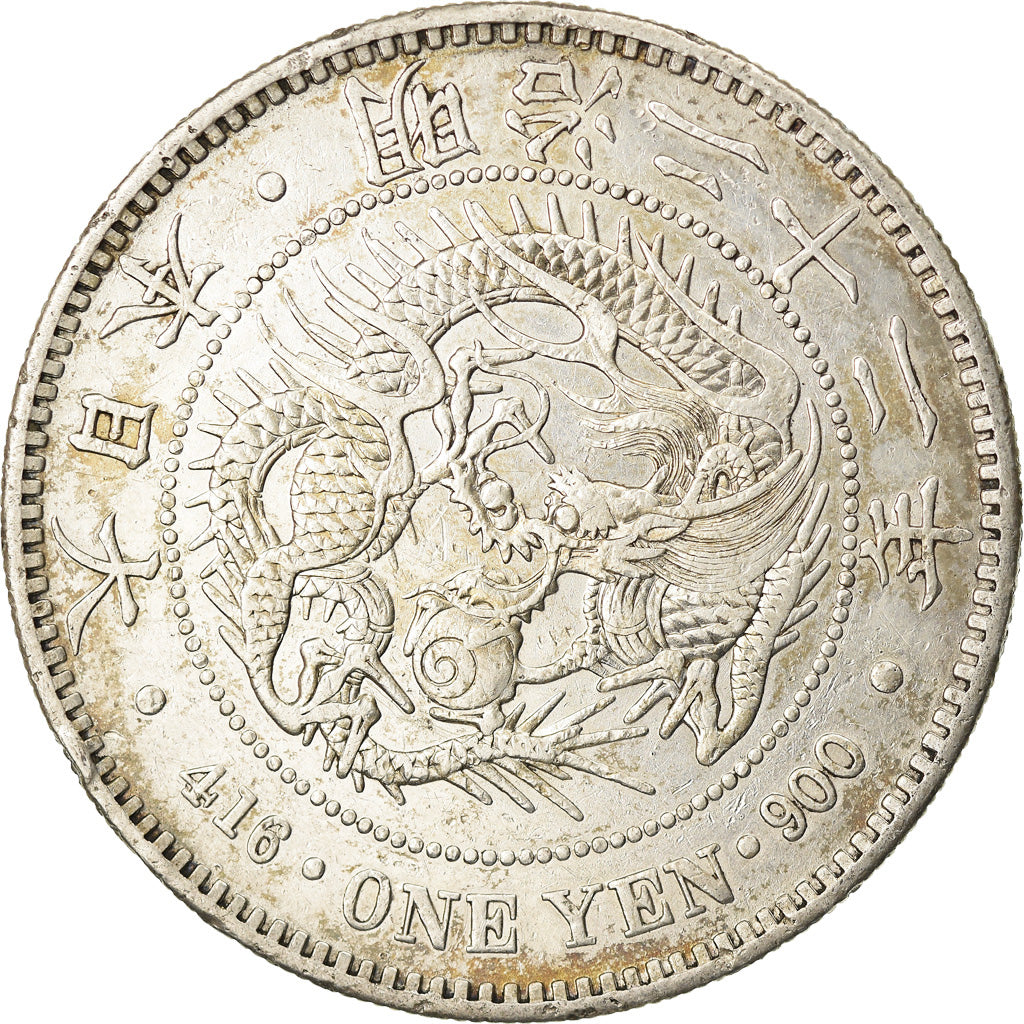 Coin, Japan, Mutsuhito, Yen, 1889, AU(50-53), Silver, KM:A25.3