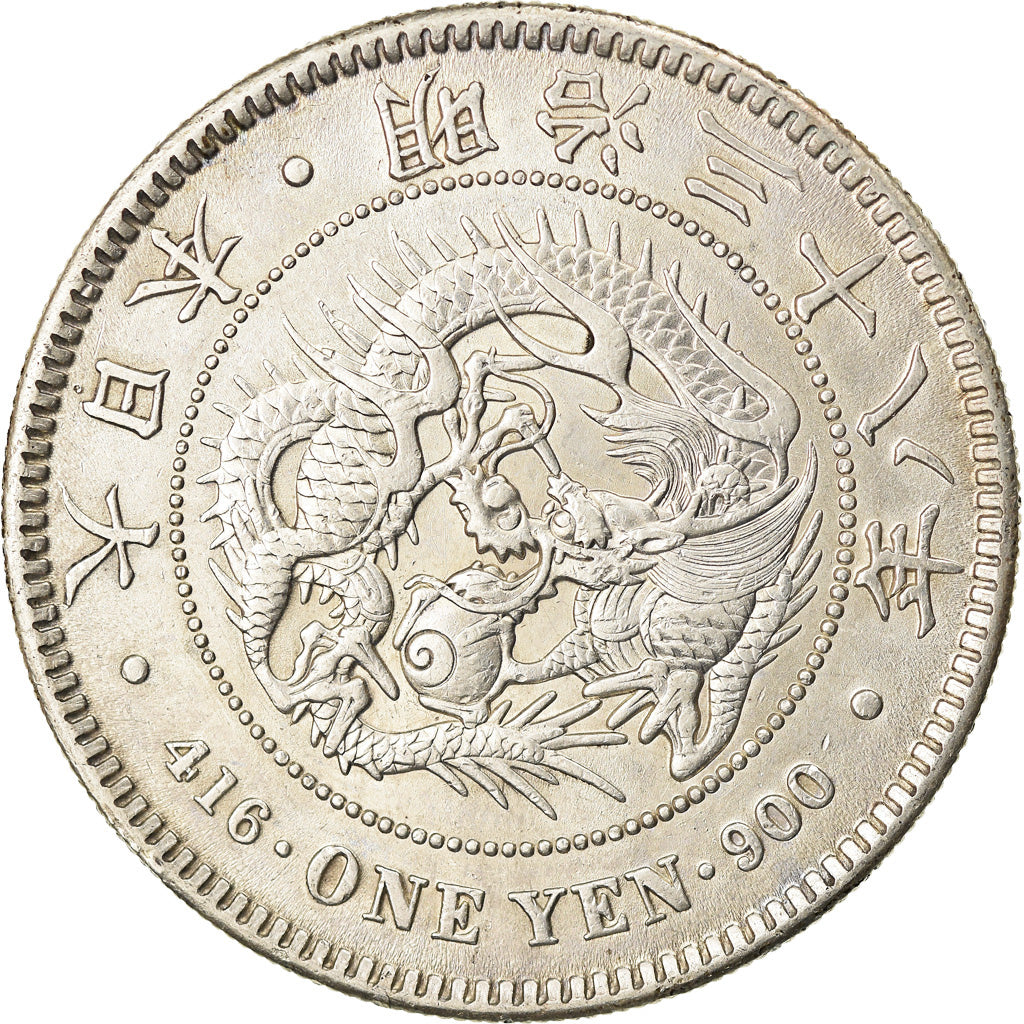 Coin, Japan, Mutsuhito, Yen, 1905, AU(55-58), Silver, KM:A25.3