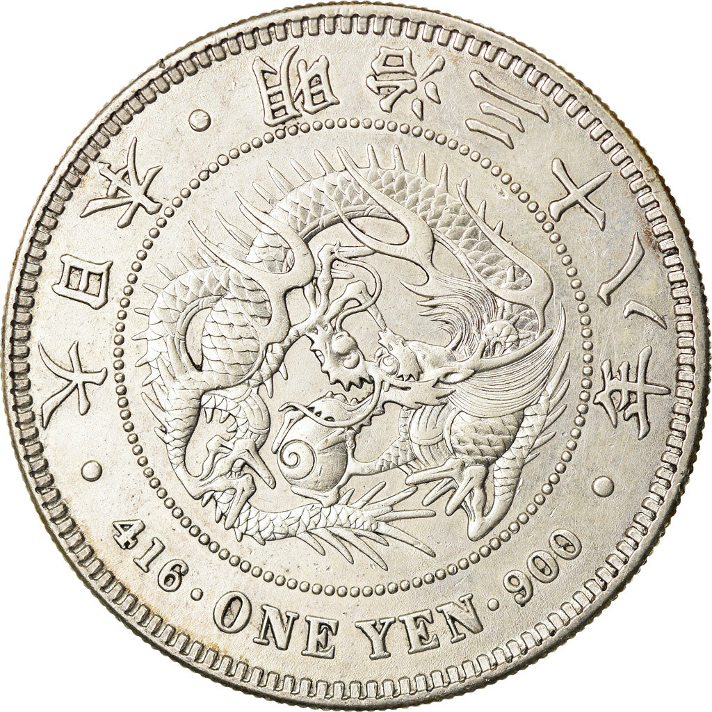 Coin, Japan, Mutsuhito, Yen, 1905, AU(55-58), Silver, KM:A25.3