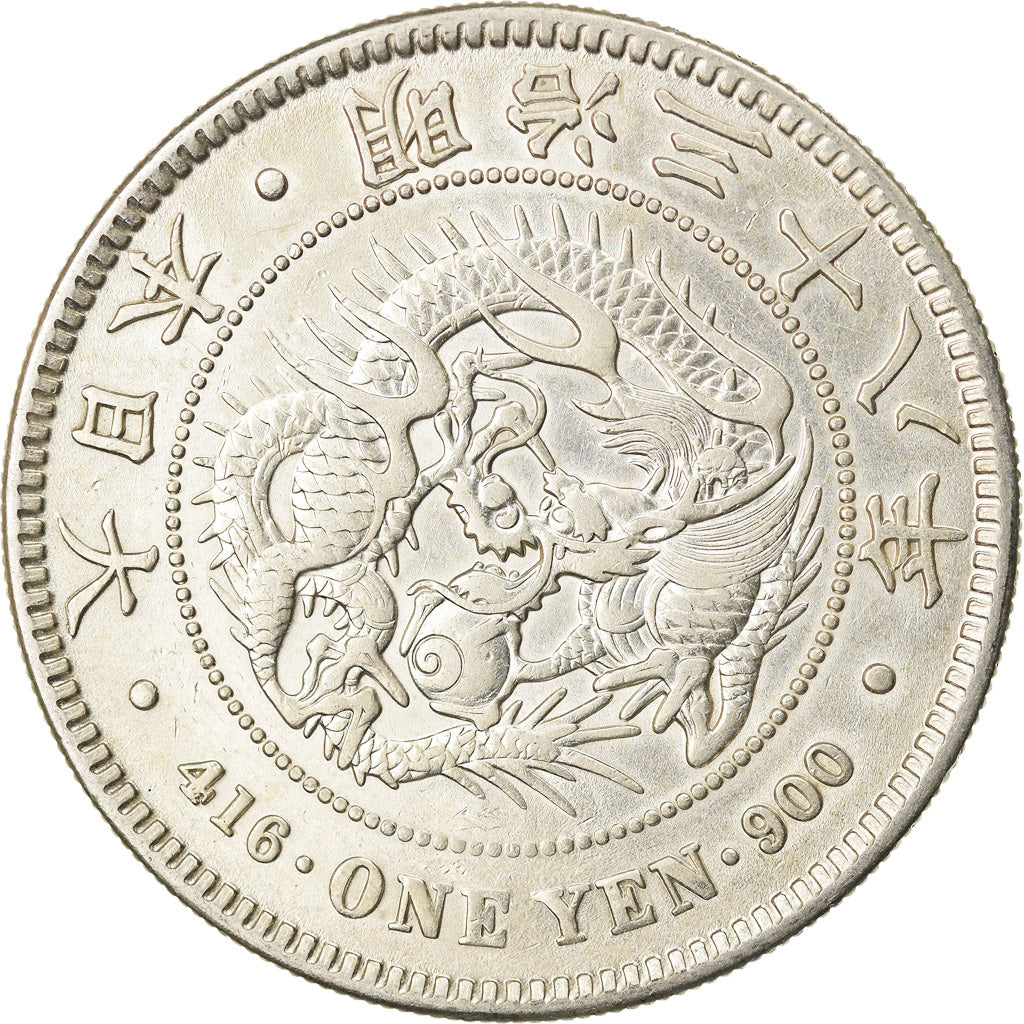 Coin, Japan, Mutsuhito, Yen, 1905, AU(50-53), Silver, KM:A25.3