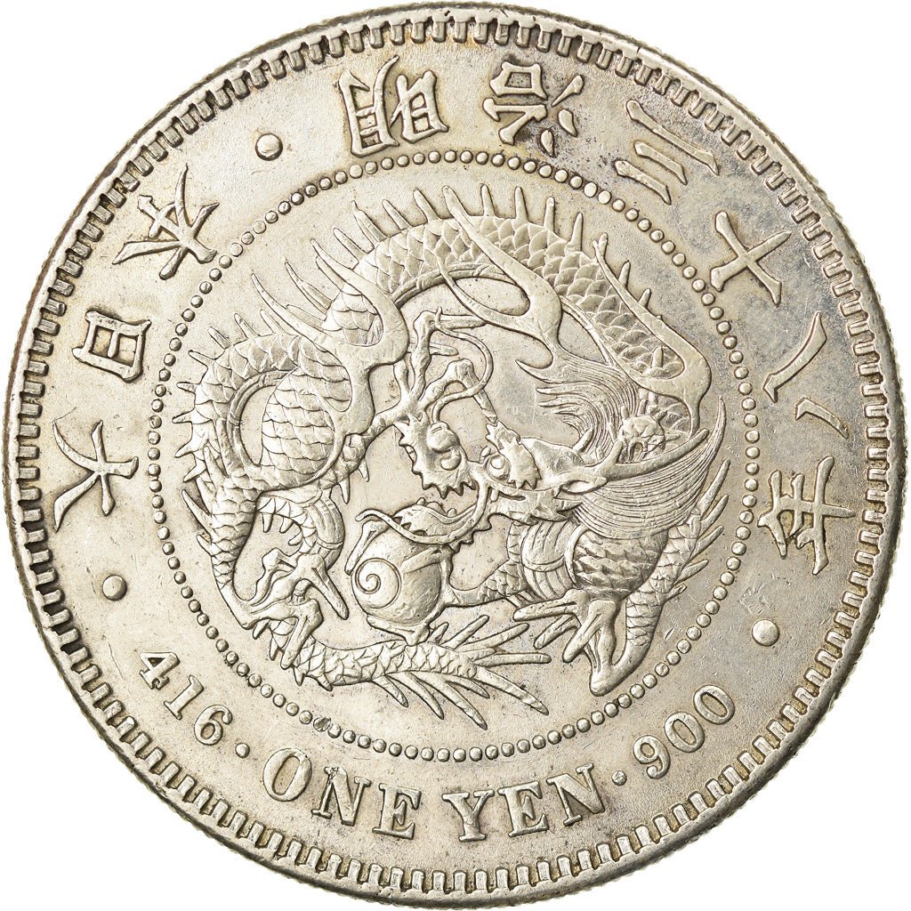 Coin, Japan, Mutsuhito, Yen, 1905, AU(50-53), Silver, KM:A25.3