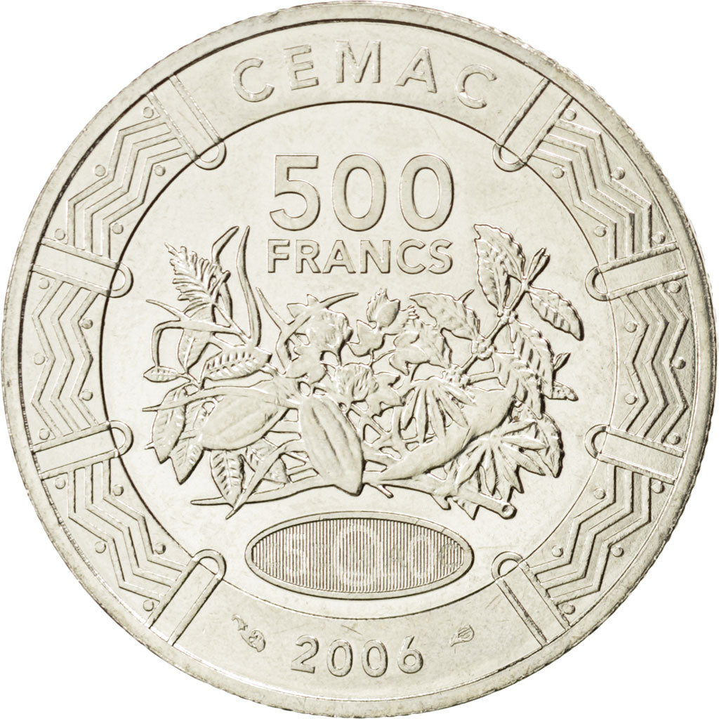 Stati dell’Africa centrale, 500 Francs, 2006, SPL, Rame-nichel, KM:22