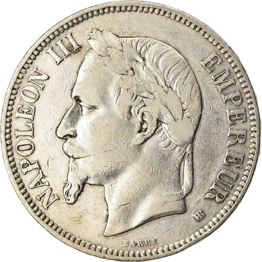 Munten, Frankrijk, Napoléon III, 5 Francs, 1869, Strasbourg, FR+, Zilver