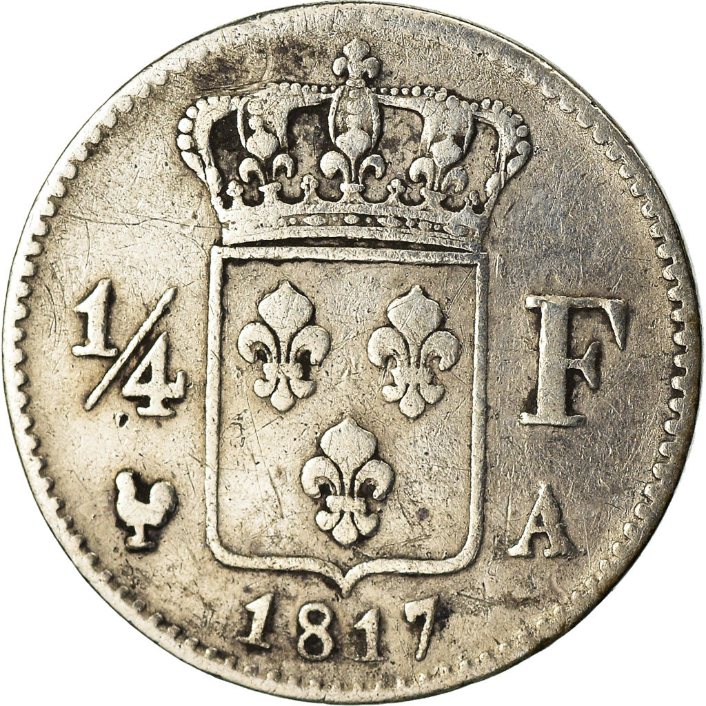 Munten, Frankrijk, Louis XVIII, Louis XVIII, 1/4 Franc, 1817, Paris, FR+
