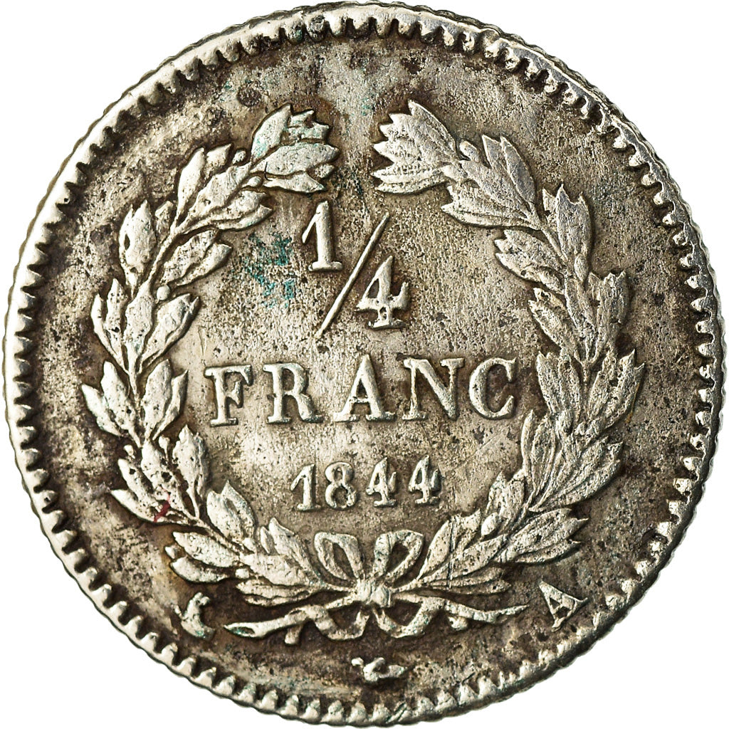 Munten, Frankrijk, Louis-Philippe, 1/4 Franc, 1844, Paris, FR+, Zilver