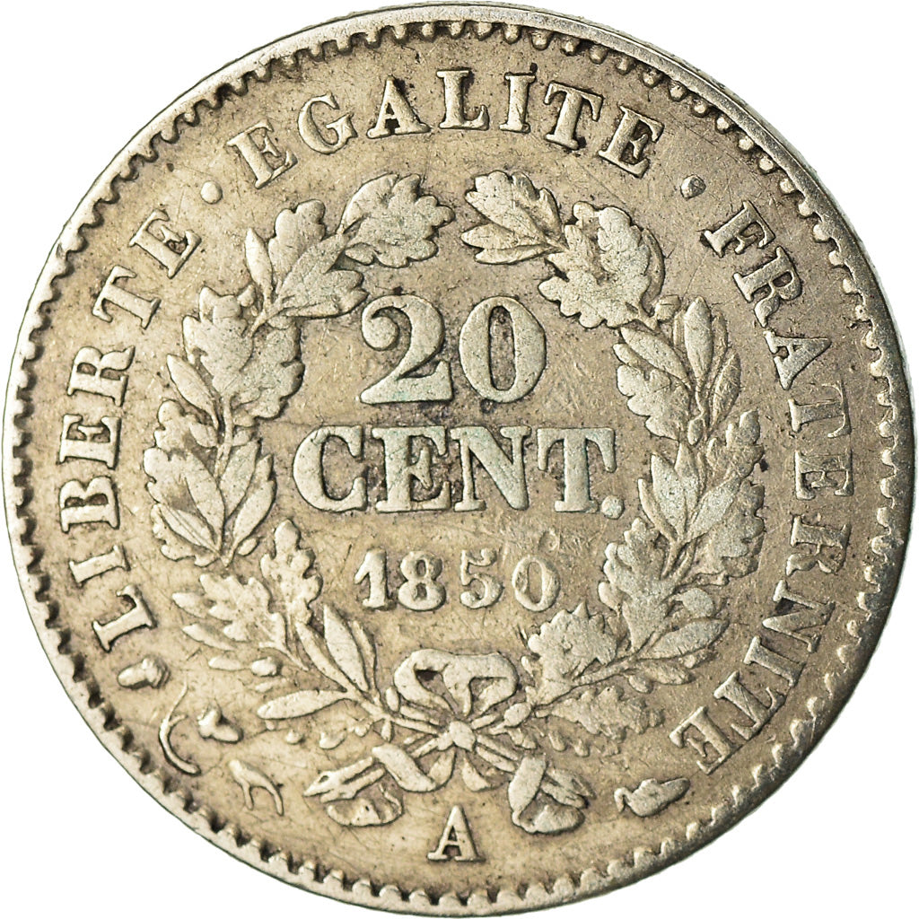 Munten, Frankrijk, Cérès, 20 Centimes, 1850, Paris, FR+, Zilver, KM:758.1