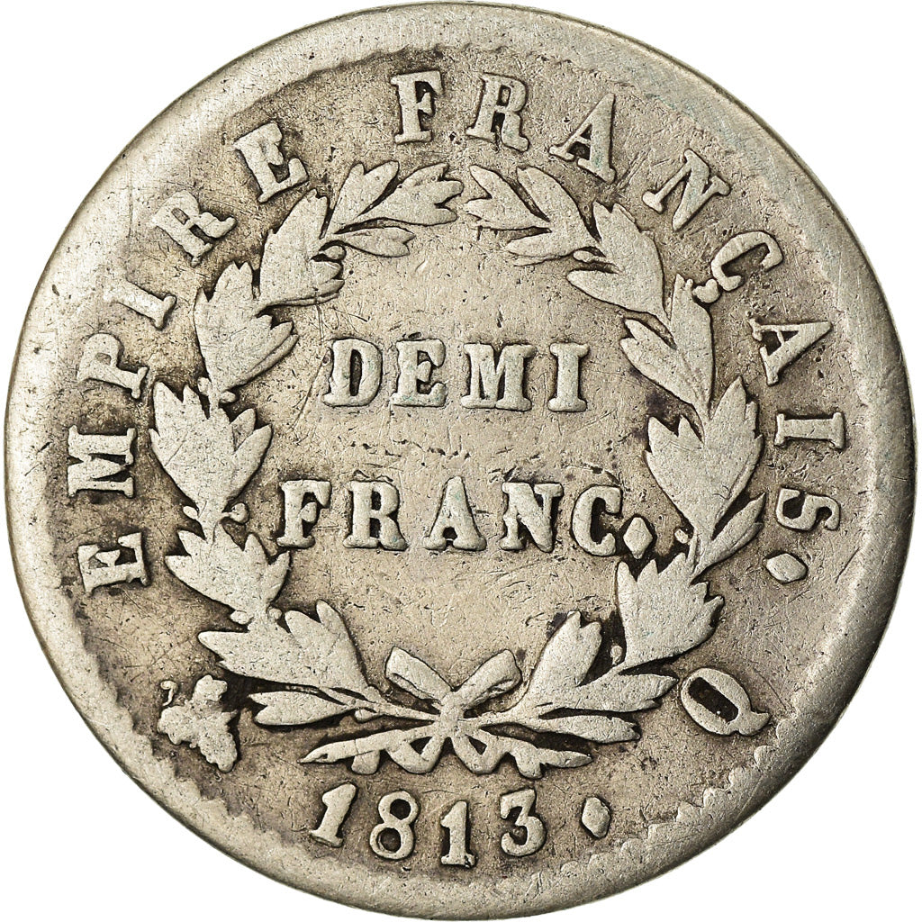 Coin, France, Napoléon I, 1/2 Franc, 1813, Perpignan, VF(20-25), Silver