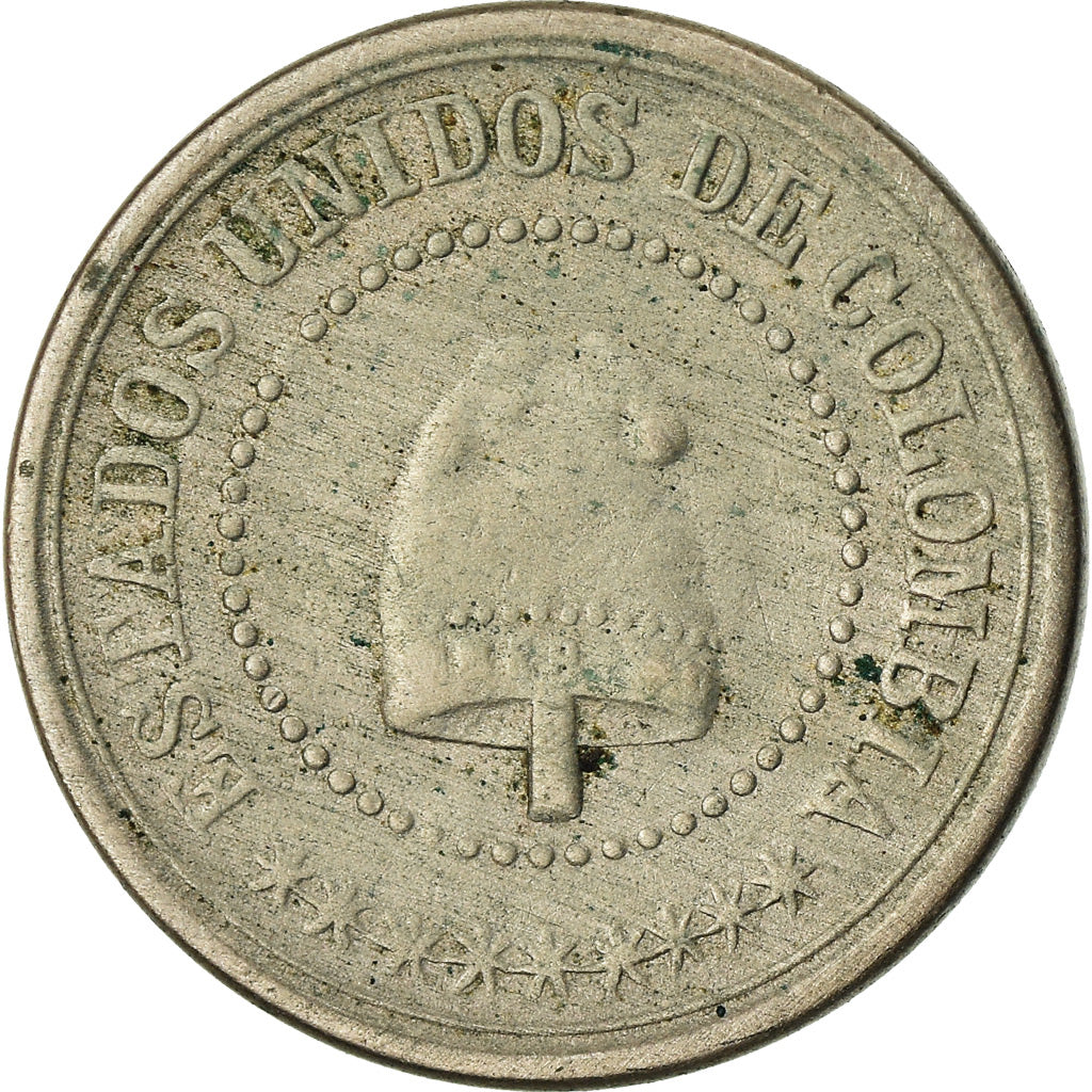 Moneda, Colombia, 2-1/2 Centavos, 1881, Scoville Mfg. Co., Waterbury, CT, USA