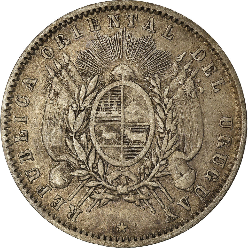 Coin, Uruguay, 20 Centesimos, 1893, Uruguay Mint, Santiago, EF(40-45), Silver